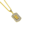 Goldener Hip-Hop Jesus-Anhänger mit Mikro-Zirkonia und stabiler Box-Kette - Jesus Porträt Tag + 30 Zoll Edelstahl Boxkette