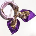Elegant 50cm square silk scarf with purple and pink floral pattern for women - 5019 Pink Purple Gold Rose