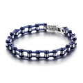 Men's motorcycle chain bracelet in deep blue and silver stainless steel with clasp - Dark Blue