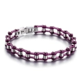 Men's motorcycle chain bracelet in purple and silver stainless steel finish - Transparent Purple