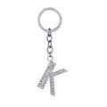 Silver letter K keychain with crystal diamonds and polished metal finish for gifts - Letter K