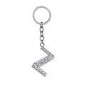 Silver letter Z keychain with sparkling rhinestones on a polished metal base - Letter Z