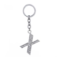 Silver letter X keychain with sparkling crystal rhinestones for bag accessories - Letter X