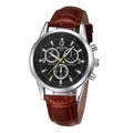 Montre homme multifonction ultra-plate avec cadran noir chronographe et bracelet cuir brun - Bracelet en Cuir Marron Cadran Noir