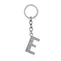 Silver alloy letter E keychain pendant with sparkling rhinestones for accessories - Letter E