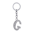 Silver letter G keychain featuring sparkling rhinestones and a polished metal finish - Letter G