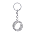 Silver letter O keychain with sparkling rhinestones and metal ring for bags and keys - Letter O