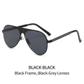 Classic black matte aviator sunglasses with dark grey lenses and sport stripe detail - Black Frame Black Grey Lens