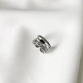 Three-piece retro 925 sterling silver ring set with black onyx and vintage textures - Rectangular Ring