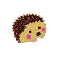 Niedliche Igel-Emaille-Brosche mit goldenen Rändern und braunen Stacheln auf Weiß - Igel