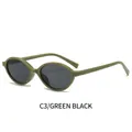 Vintage oval green frame sunglasses with dark gray lenses in a lightweight design - Green Frame Grey Lens