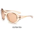 Y2K sporty oversized sunglasses featuring a transparent tea frame and tea lenses in C6 color - Translucent Tea Frame Tea Lens