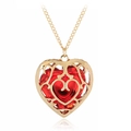 Collar con colgante de corazón calado estilo Zelda con cristal rojo y oro - Collar / Rojo