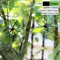 Green stretchable spider web decoration with two black spiders for Halloween scene - 20g Web + 2 Spiders / Green