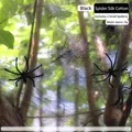 Black spider web set with 25g synthetic fiber cotton and 2 plastic spiders for Halloween - 20g Web + 2 Spiders / Black