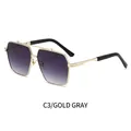 Quadratische Gold-Sonnenbrille mit grauem Verlaufsglas und stilvollem Doppelsteg-Design - Goldrahmen Verlaufs-Graue Gläser