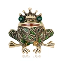 Exquisite frog king brooch in gold-tone metal with green enamel and crown detail - Crown Frog (4.1*4.1cm)