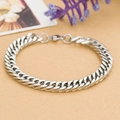 Retro 9mm Cuban chain bracelet in polished stainless steel for men's hip hop style - Cuban Link (AD1002) / Steel