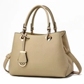 Sac à main beige classique en simili cuir avec détails dorés et bandoulière réglable - Khaki