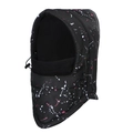 Detail of waterproof camouflage balaclava with warm fleece lining and adjustable drawstrings - Black Ink Splash