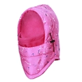 Pink camouflage waterproof winter balaclava with warm fleece lining and adjustable drawstring - Pink Splatter