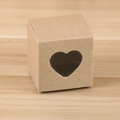 Brown kraft paper gift box with a heart-shaped PVC window for candies and favors - Kraft Paper Color