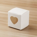 White heart-shaped window favor box in high-quality paper for wedding candy - White