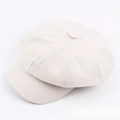 Gorra de repartidor beige en mezcla de lino con acabado texturizado y botón - M (56-58cm) / Blanco Roto