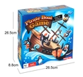 Detailed view of Pirate Boat Balancing Game packaging with dimensions 26.5x26.5x8.8cm - Penguin Pirate Boat (707-61)