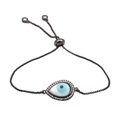 Verstellbares Evil Eye Armband in Tropfenform mit Zirkonia und Muschel-Charm in Gunmetal - Schwarz