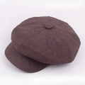 Clásica gorra de repartidor marrón oscuro en tejido de algodón y lino texturizado - M (56-58cm) / café