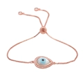Verstellbares Evil Eye Armband in Roségold mit tropfenförmigem Zirkonia-Anhänger - Roségold