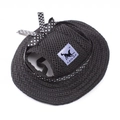 TAILUP black mesh pet sun hat with polka dot bow and adjustable chin strap - S / Black