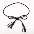 Traditionelle schwarze gewebte Taillenkordel mit Schleife und Quaste für Hanfu - Dünne Taillenkette Mit Quaste / Standardtyp / Schwarz