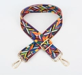 Ethnic style colorful geometric woven shoulder strap with gold metal lobster clasps - Colorful Geometric Silver Hook
