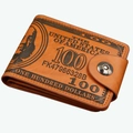 Herrenbrieftasche in Braun mit Vintage-100-Dollar-Muster und praktischem Metallverschluss - Hellbraun