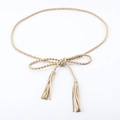 Beigefarbener geflochtener Taillengürtel mit Quasten für Hanfu-Kleider auf Weiß - Dünne Taillenkette Mit Quaste / Standardtyp / Khaki