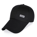 Klassische schwarze Canvas Baseballkappe mit reflektierendem SPORT-Lederpatch für Outdoor - Verstellbar / Schwarz