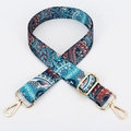 Ethnic bohemian paisley guitar strap for handbags with adjustable gold metal hardware - Phoenix Tail Pattern Silver Hook