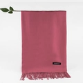 Rose red long scarf in soft cashmere blend with fringe trim and elegant texture - Dusky Pink