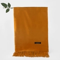 Ginger yellow cashmere shawl scarf with thick tassels and warm solid color texture - Turmeric