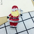 Santa Claus enamel brooch with Holiday Cheer text and colorful crystal accents - 410 Santa Claus with Light