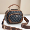 Navy blue clover crossbody bag with dual zippers and adjustable wide strap - Black