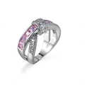 Women's 925 sterling silver ring with pink zircon and sparkling knot design - US 7 / Pink
