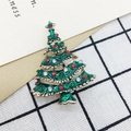 Christmas tree brooch with green enamel, gold base and red rhinestone star decoration - 418 Colorful Enamel Christmas Tree