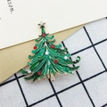 Christmas tree brooch with green enamel and sparkling red and white rhinestones - 144 Painted Enamel Christmas Tree