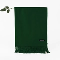 Dark green cashmere knitted scarf with elegant tassels and a rectangular black label - Dark Green