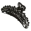 Pinza per capelli retrò 9cm in lega cava con strass neri su sfondo bianco - Nero