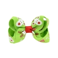 Christmas hair clip with green bow featuring red reindeer and white snowflakes patterns - Green Red Reindeer Snowflake Print (12)
