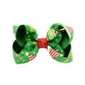 Green Christmas bow hair clip with festive red knot and holiday patterns for kids - Green Christmas Hat Gift Print (2)